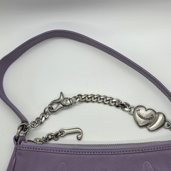 Vintage Y2K Juicy Couture Purple Leather Baguette Bag Purse Love P&G - Picture 5 of 15